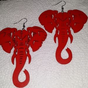 Elephant Earrings Wooden Boho Bohemian Laser cut Unique natural wood